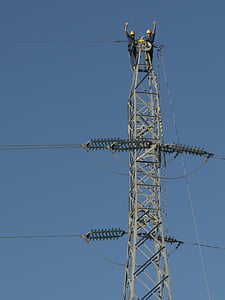 eletricistas, profissão, Torre, HV, perigo, risco, altura