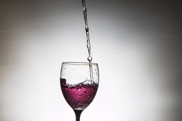 Скло, вино, рожевий, червоний, пурпуровий, партія, білий