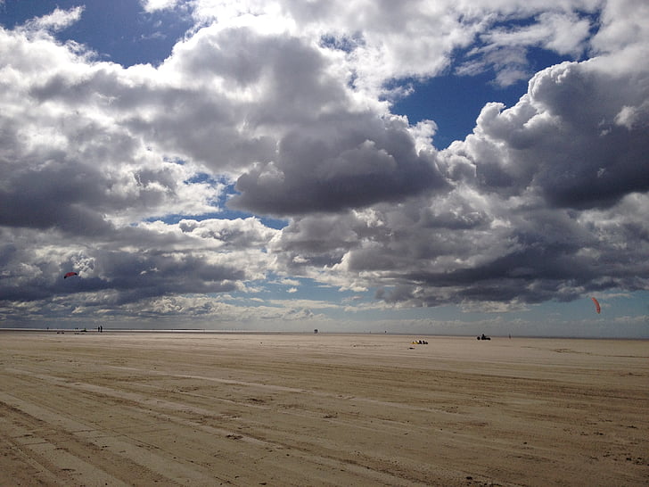 Kite, Römö, nuvens, praia