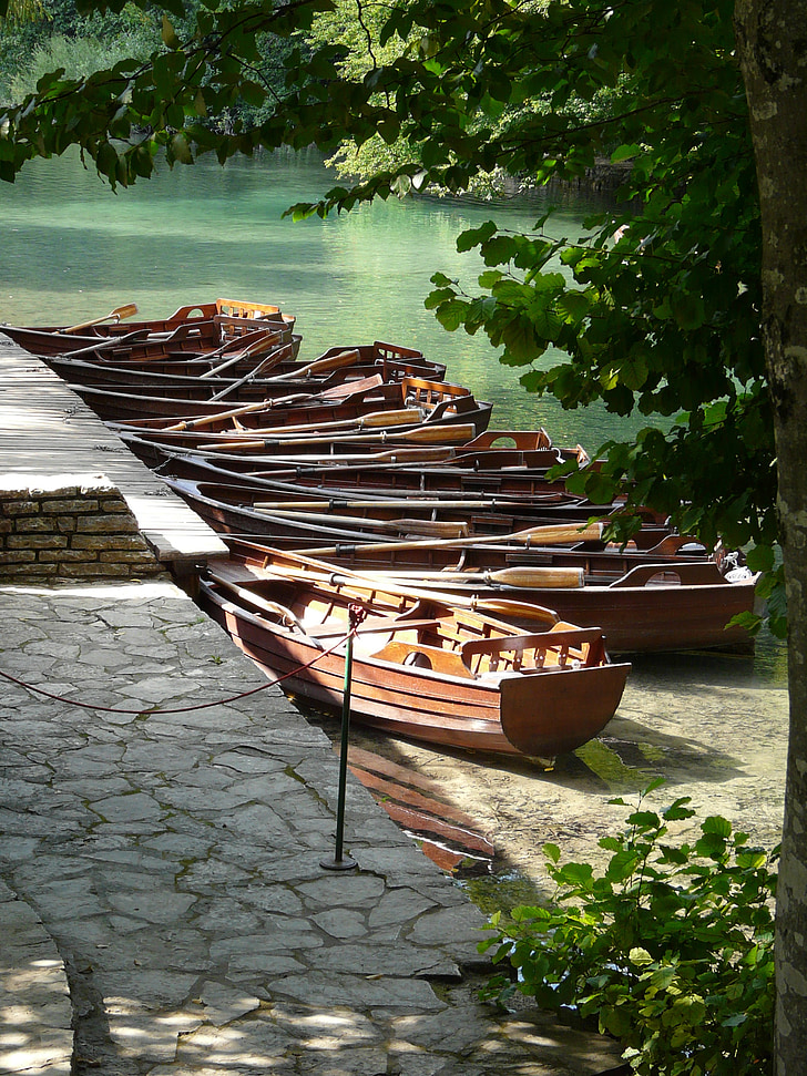 Plitvice lakes, tàu thuyền, cảnh quan, Thiên nhiên