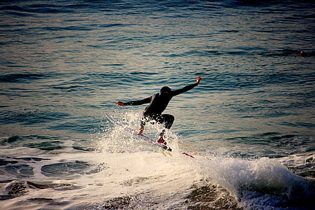człowiek, surfing, ciało, wody, ludzie, facet, Sport