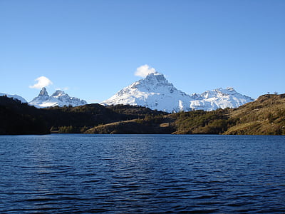 лагуна, небе, aguazul, планински, природата, езеро, сняг