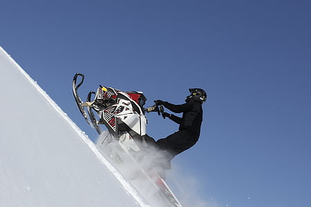 xe tay ga, xe trượt tuyết, màu xanh, himmel, l hill, lên, tuyết