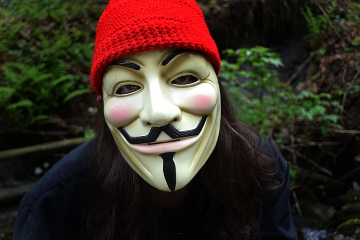 wajah, masker, v untuk dendam, anonim, topi merah
