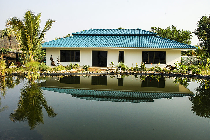 bungalow, home, lake