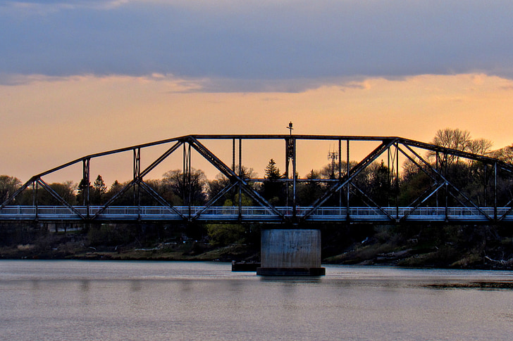 Most, súmraku, mesto, Architektúra, Panoráma mesta, Urban, západ slnka