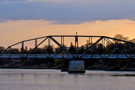 Bridge, Dusk, City, arhitektuur, linnaruumi, Urban, Sunset