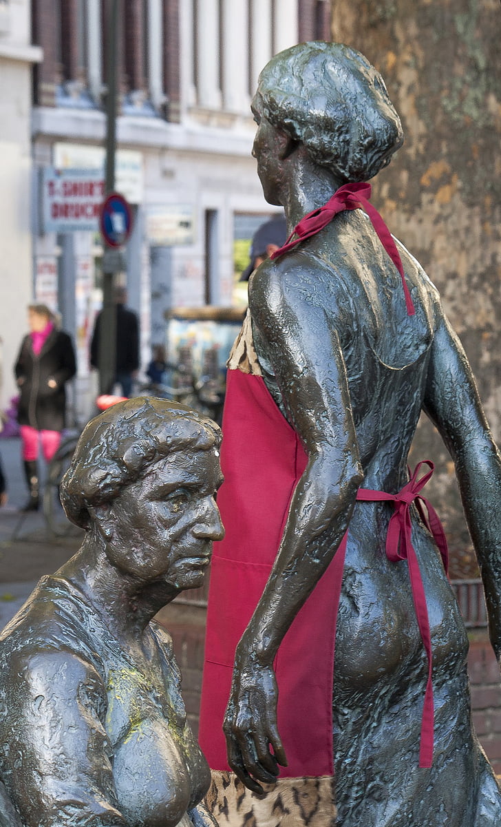 escultura, estàtua, figura, dones, dona, davantal, Hamburgo