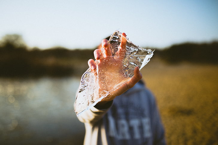 people, man, hand, ice, nature, grass, river