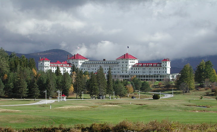 Bretton-Woods-, Resort, New hampshire, bewölkt, Bäume, Wald, stürmischen