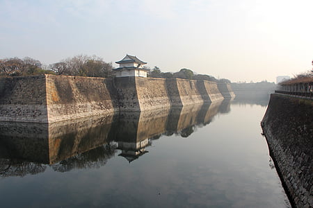 Schloss, Graben, Schwemmkanal, Japan, Osaka, Burg von Osaka, touristische destination