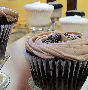 pastelitos (cupcakes), chocolate, postre, formación de hielo, pastel, alimentos, el helar