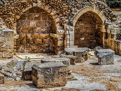 ruïnes, gòtic, arquitectura, l'església, del segle XIII, Catedral de llatí de Pafos, medieval
