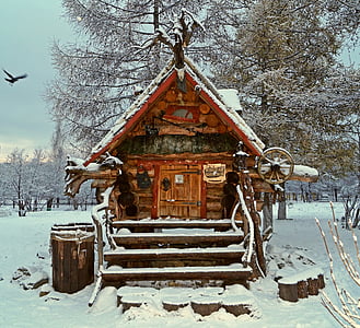 Teremok, Casa, Cottage, finestra, inverno, estate, scale