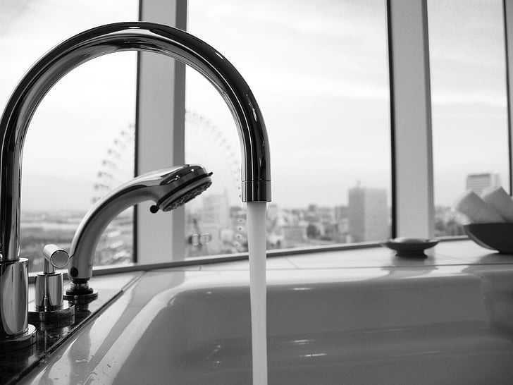 badkar, svart och vitt, kran, vatten service, vatten, Hotel, Yokohama