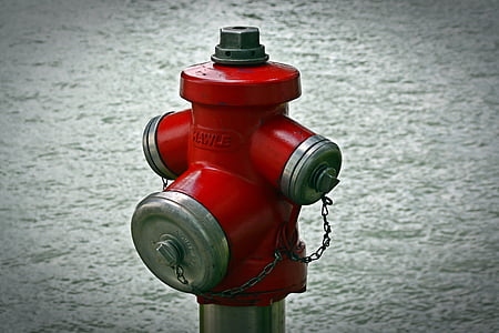 hydrant, water, red, fire, metal, water hydrant, delete