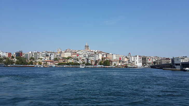 Galata tower, Istanbul, Eminönü, Bosporus, bybilledet, arkitektur, havet