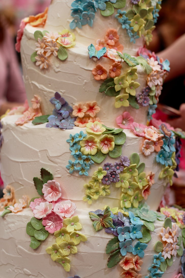 svadbena torta, cvijeće, dekoracija, oženiti, vjenčanje, ljubav, ukras