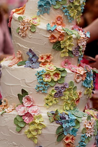 gâteau de mariage, fleurs, décoration, se marier, mariage, amour, ornement