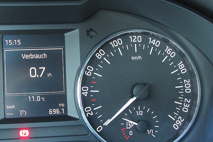 Speedo, velocidad, pantalla de kilómetro, indicador de combustible, exhibición de la velocidad