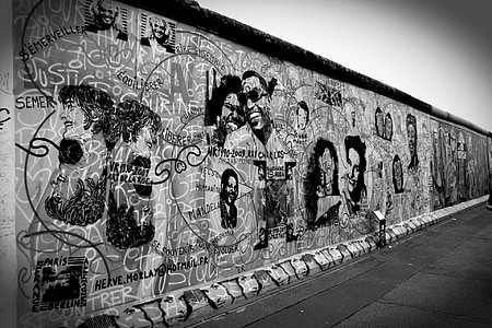 柏林, 墙上, 艺术, 德国, 涂鸦, 共产主义, 战争