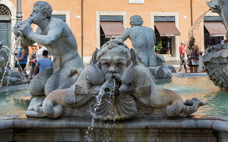 Rooma, Moor suihkulähde, Piazza Navona-aukio, Italia, suihkulähde, patsas, veistos
