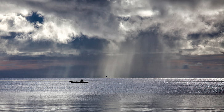 mar, barco, nuvem, tranquilidade, ansiedade, Halma mar de hera, Indonésia