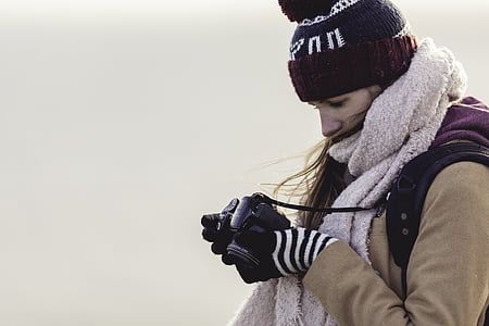 moda, kişi, kadın, fotoğraf makinesi, Kız, fotoğrafçı, Kış