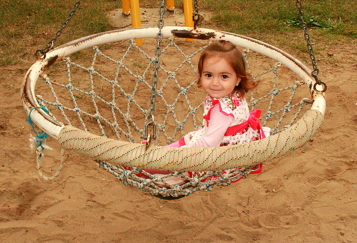 Cô bé, Bebe, chơi, công viên, ngây thơ, swing