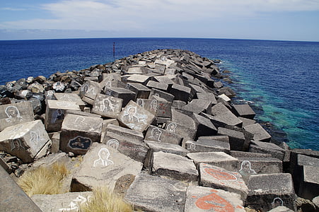 muldvarp, Bank, Shore sten, Santa cruz, Tenerife, monument, maleri