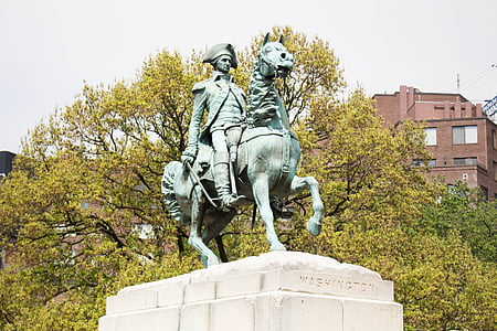 Washington, sculpture, statue de, bronze, monument, voyage, à l’extérieur