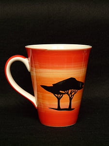 杯, 咖啡杯, 树, 非洲, 多彩, 颜色, 饮料