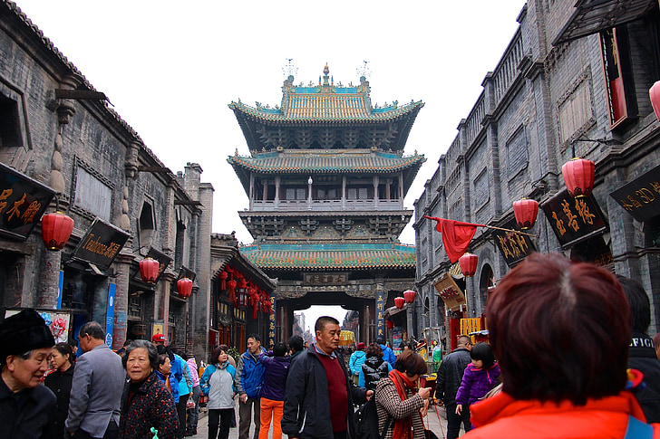 Xina, PingYao, antiga, xinès, arquitectura, Shanxi, Àsia