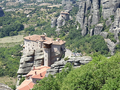 meteora, monastery, rock, cliff, architecture, christian, greece
