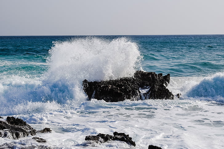 sóng, bờ biển đá, tôi à?, nước, chất lỏng, Thiên nhiên, màu xanh