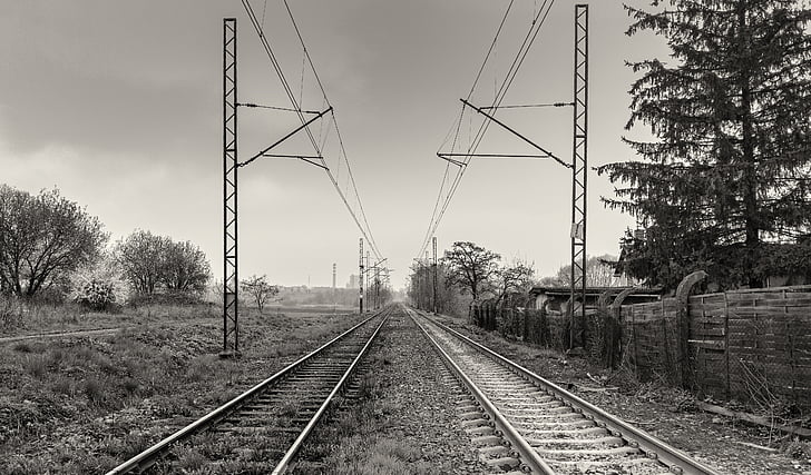 tracks, zwart-wit, weergave