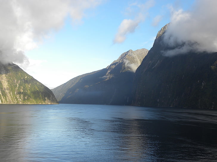 fjord, fjordland, hegyi, táj, természet, új, Zealand
