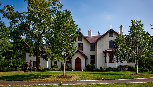 Lincoln's cottage, Washington DC: ssä, c, maisema, luonnonkaunis, Abraham lincoln, patsas