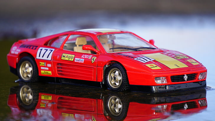 röd, Ferrari, Coupe, hantverk, hobby, miniatyr, bilar