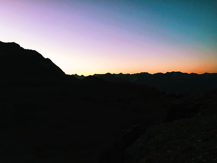 σιλουέτα, φωτογραφία, βουνό, Χρυσή, ώρα, ηλιοβασίλεμα, σούρουπο