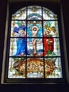 Pöchlarn, Mariae himmelfahrt, kostel, barevné sklo, okno, interiér, výzdoba