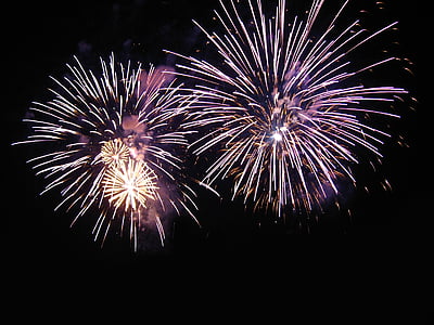 vuurwerk, nacht, familiefeest, raket, Pyrotechniek, Oudejaarsavond, viering