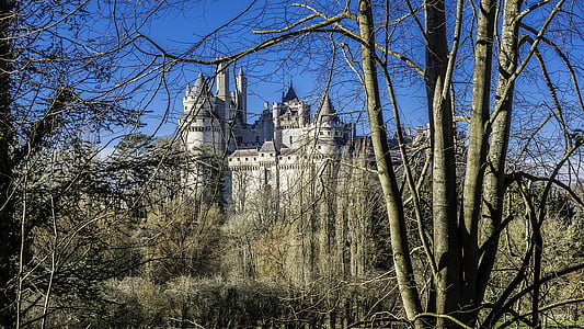 hrad pierrefonds, středověké, Středověk, dědictví Francie, cestovní ruch, stará budova, stromy