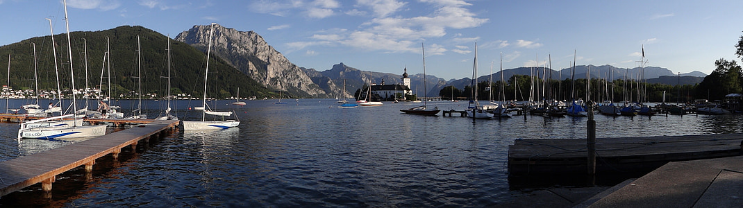 Jezioro Traun, Jezioro, Gmunden, alpejska, góry, krajobraz, bergsee