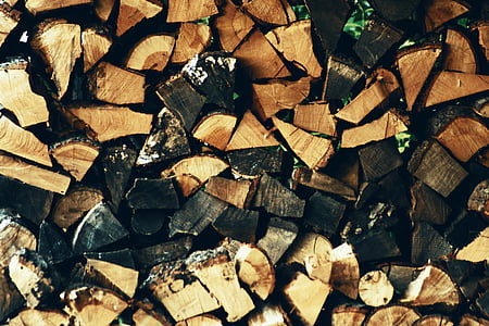 Drewno kominkowe, Dziennik, kupie, ułożone, drewno, drewno - materiał, tła