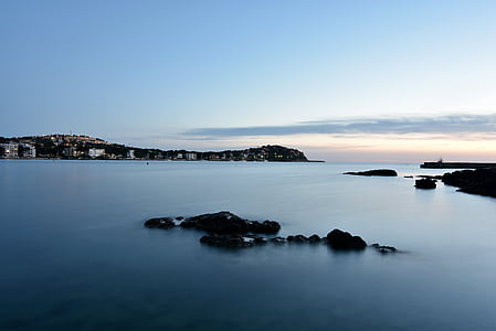 Mallorca, natt, stranden, vann, Spania, solnedgang