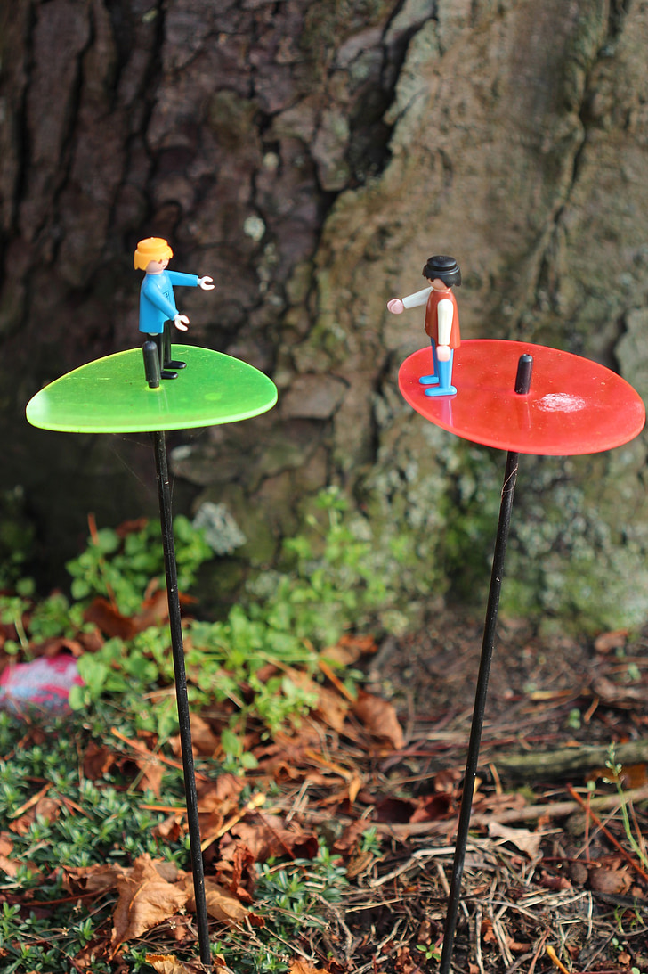 Playmobil, machos, trabalhadores, jardineiro, em miniatura, engraçado, mundo em miniatura