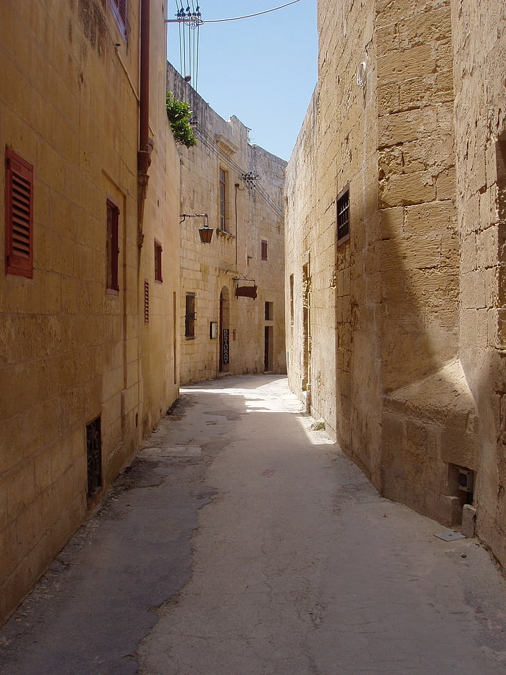 Malta, mdin, alej, ulice, Architektura, město, úzké