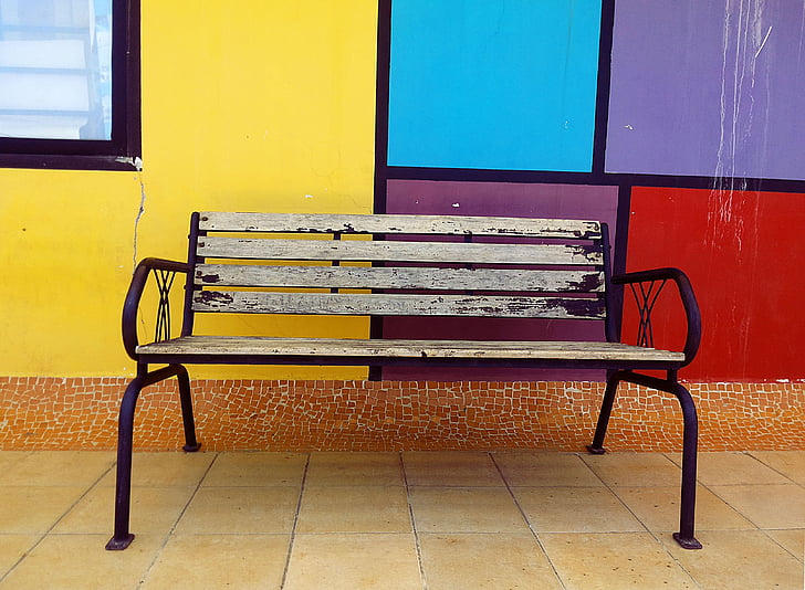 color, bench, empty, furniture, outdoor