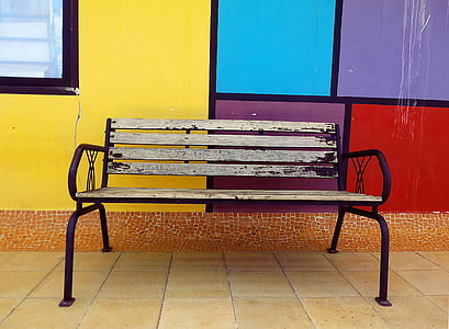 color, bench, empty, furniture, outdoor